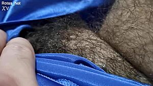 Naughty hairy guy's armpit fetish striptease and ripped clothes jerkoff
