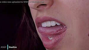 Karly takes huge facial after cute femdom sucking and domination kiss in HD!