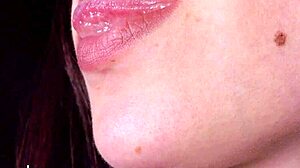 Karly takes huge facial after cute femdom sucking and domination kiss in HD!