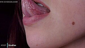 Karly takes huge facial after cute femdom sucking and domination kiss in HD!