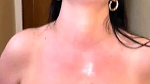 Klara Devine squeezes huge natural tits around throbbing cock