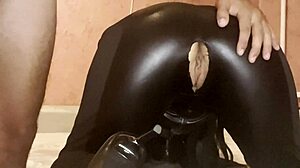 Watch her dominate then get doggystyled in latex till ass cumshot!