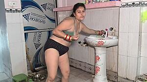 desi puja bhabhi rides cock with dirty talk lipstick