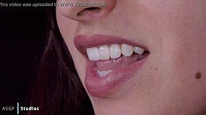 Karly takes huge facial after cute femdom sucking and domination kiss in HD!