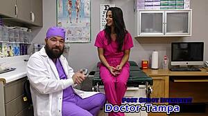 dr tampa examines neighbor misty addams' gyno in latex gloves