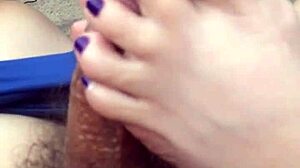 her purple toes wrap around for teasing footjob