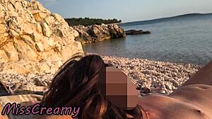 pussy flashing nude teacher lets student grope tits on beach