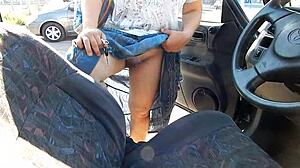 wanna peek at this hairy milf's upskirt pussy flashing in shop?