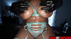curvy ebony gets oiled massage then hardcore fucked