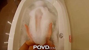 POV Titty Fuck Bath Turns Soapy Blowjob Pounding Facial