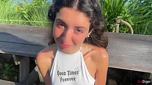 caught this skinny brunette naughty by security fucked beach view