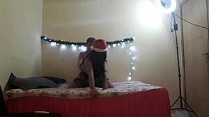 Redhead Ebony Squirts on BBC in Festive Interracial Play