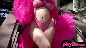 Juicy BBW Latina milf rips clothes outdoors flashing big tits fat ass