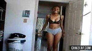 young ebony teen strips rips clothes bares horny pussy