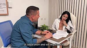 a hot lawyer pays her client with intense wet pussy fucking doggystyle and missionary