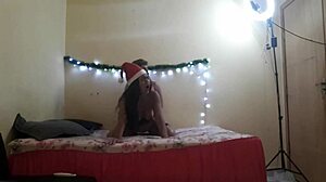 Redhead Ebony Squirts on BBC in Festive Interracial Play