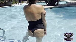 Stacxxxs Hawaiian Angel Rides Big Black Cock Poolside!