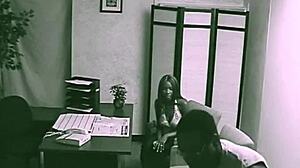 black couple sneaks hardcore office fuck on hidden cam