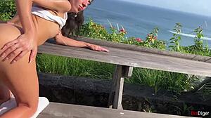caught this skinny brunette naughty by security fucked beach view