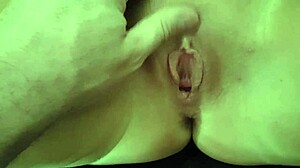 amateur blonde wife fingers shaved WET PUSSY close-up while hubby films fetish