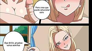 krillin fucks number 18 hard then bulma joins their wild comic porno threesome