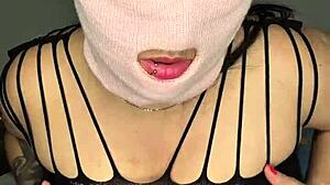 naughty masked curvy babe fingers her fat young pussy hard for solo homemade orgasm