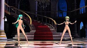 hatsune miku & gumi nude mod shows off big tits ass 😍