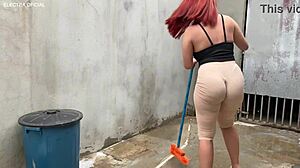 Why does this naughty Brazilian maid keep teasing voyeurs?