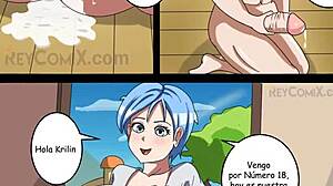 krillin fucks number 18 hard then bulma joins their wild comic porno threesome