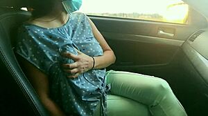 Quarantined BBW wife fingers fat pussy ass publicly in car pov homemade!