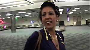 Black Dick Wrecks Milf Stewardess Big Tits in Stockings Cumshot