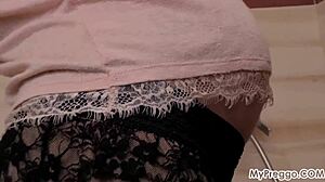 WOW! Young Russian Anetta's hairy fetish explodes in pregnant shower masturbation!