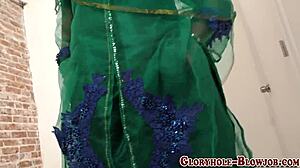 yo this muslim slut's sucking big black cock at the gloryhole like a pro