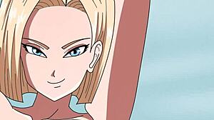 krillin fucks number 18 hard then bulma joins their wild comic porno threesome
