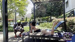 Stacxxxs Hawaiian Angel Rides Big Black Cock Poolside!