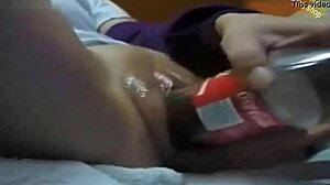 wanna see this hot teen 18+ shove a cola bottle deep in her pussy?