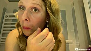 mom next door strips teases huge fake tits homemade
