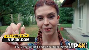 VIP4K Redhead Pigtail Girlfriend Masters Cheating Blowjobs On Friends Monster Cock Outdoor Maledom Shaved Pussy