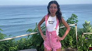 caught this skinny brunette naughty by security fucked beach view