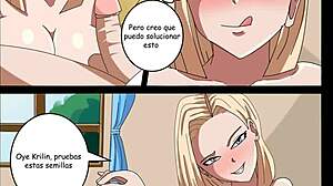 krillin fucks number 18 hard then bulma joins their wild comic porno threesome