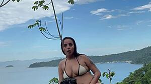 Curvy Brazilian Lesbian Girlfriends Toy Pussy Lick on RJ Beach Party