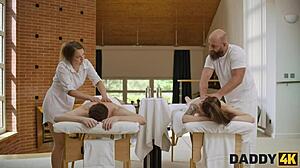 daddy4k dude spots the shaved teen slut during massage. he rips clothes and pounds her tight ass hard