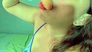 Pajama girl toys pussy to orgasm then swallows cum load