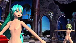 hatsune miku & gumi nude mod shows off big tits ass 😍