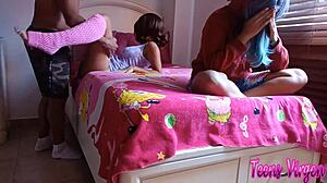 stepdad destroys teen pussy and ass hard before getting caught home