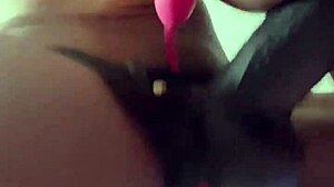 she bends over for ebony strap-on pussy pounding in POV... full vid sub!