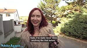 Latvian redhead picked up public, blows then rides cock to orgasm 😏🍆💦