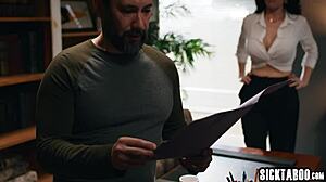 what if desperate big tits milf drops to knees for taboo office blowjob