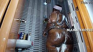 ebony nigerian couple shower doggystyle pounding mara exotic