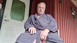 chris the old man explores shaved outdoor spots with hairless charm